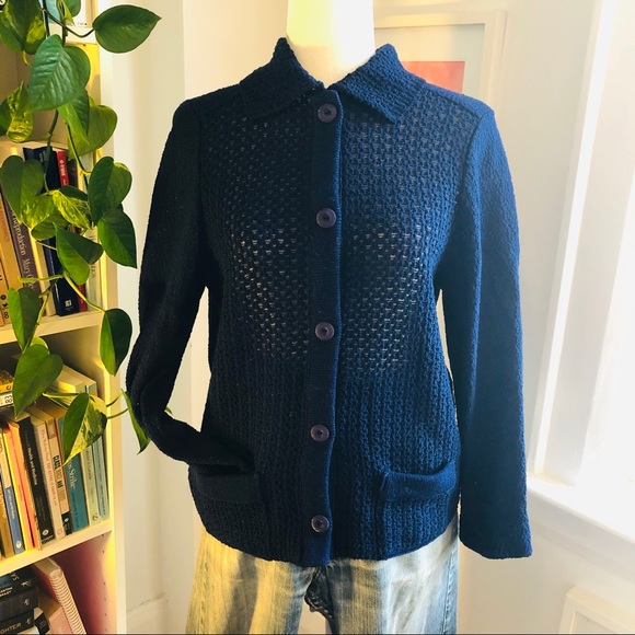 Vintage navy boxy fit knit sweater - Picture 3 of 8